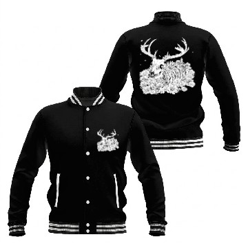 Discover Deer Floral Skeleton Flower Animal Baseball Jackets