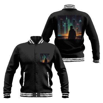 Discover Neon Horizon: A Futuristic Cityscape Baseball Jackets