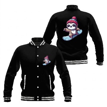 Discover Sloth Snowboarder Winter Sports Vacation Design Baseball Jackets