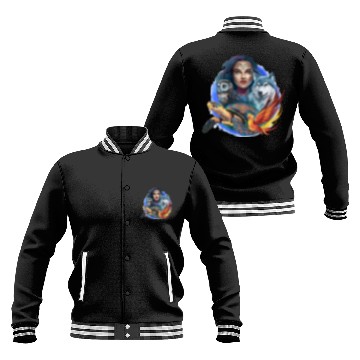 Discover Wildlife Tribal Wolf Owl Turtle Woman for a Baseball Jackets