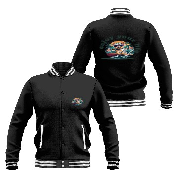 Discover Enjoy Your Life: Yorkie Dog Surfing Premium Cotton Baseball Jackets