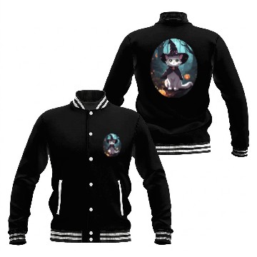 Discover Cute Witchy Cat: Perfect Design for Cat Lovers Baseball Jackets