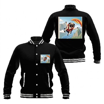 Discover A pug skydiving Baseball Jackets