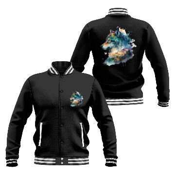 Discover Wolf Print, Cosmic Wolves, Animal Print, Cosmos Baseball Jackets