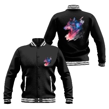 Discover Wolf Print, Cosmic Wolves, Animal Print, Cosmos Baseball Jackets
