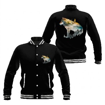 Discover Wolf Print, Cosmic Wolves, Animal Print, Cosmos Baseball Jackets