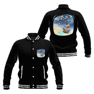 Discover Teddy Bear Up To Sky Using Butterfly Excited Baseball Jackets