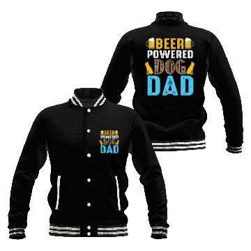Discover Bear powered dog dad Baseball Jackets