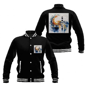 Discover Coastal lighthouse painting Baseball Jackets