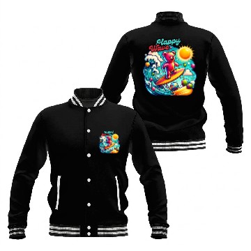 Discover Happy Wave: Surfing Teddy Adventure Baseball Jackets
