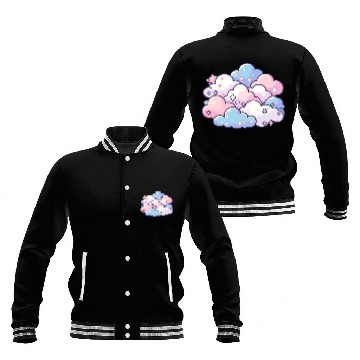 Discover Sweet Dreams: Pastel Cloudscape Baseball Jackets