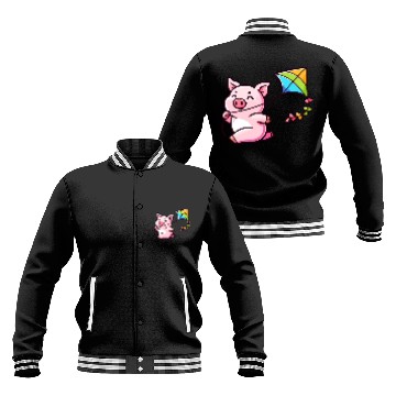 Discover Playful Piglet: Kite-Flying Joy Baseball Jackets