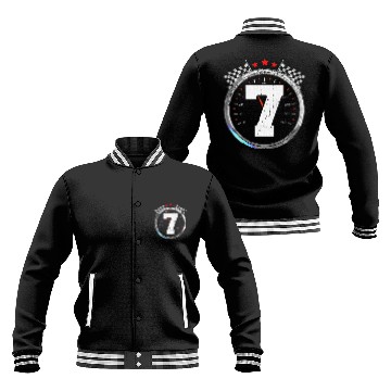 Discover Kids 7th Birthday Boy 7 Seventh Race Car Birthday Baseball Jackets
