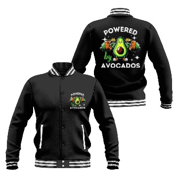 Discover Powered By Avocados Barbell Gym Avocado Lover Baseball Jackets