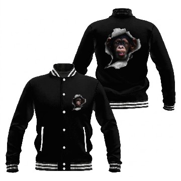 Discover Chimp, Monkey Lover, Chimpanzee, Monkey Baseball Jackets