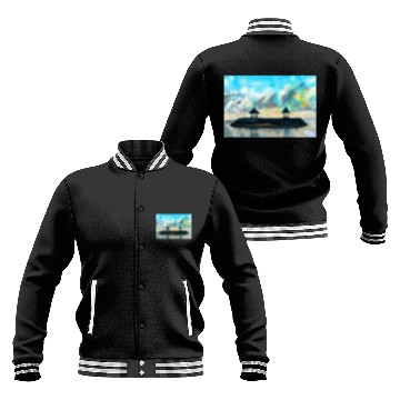 Discover Peaceful sunset on beach scene with acrylic Baseball Jackets