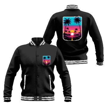 Discover Lonely Road to Miami Sunset Vaporwave 80s Baseball Jackets