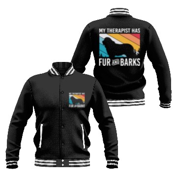 Discover My Therapist Has Fur And Barks Retro Therapy Dog Baseball Jackets