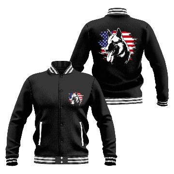 Discover US Flag Dog Face 4th Of July Belgian Malinois Baseball Jackets
