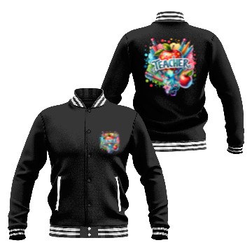 Discover Colorful Back To School Teacher and Octopus Baseball Jackets