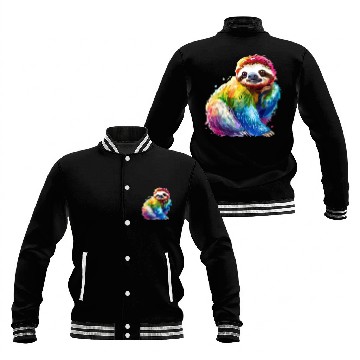 Discover Sloth Rainbow Animal Colorful Cute Art Baseball Jackets