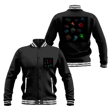 Discover Deep Sea Fishes Bass And Jellyfish Baseball Jackets