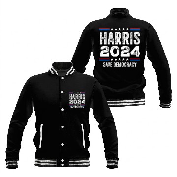 Discover Kamala Harris 2024 Save Democracy US Election Baseball Jackets