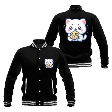 Discover Cheese Cube Cat Baseball Jackets