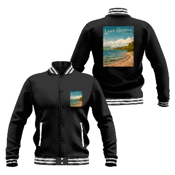 Discover Vintage Travel Lake Geneva Switzerland Retro Baseball Jackets