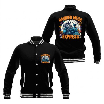 Discover Haunted Mess Express Fun Spook Halloween Train Pun Baseball Jackets