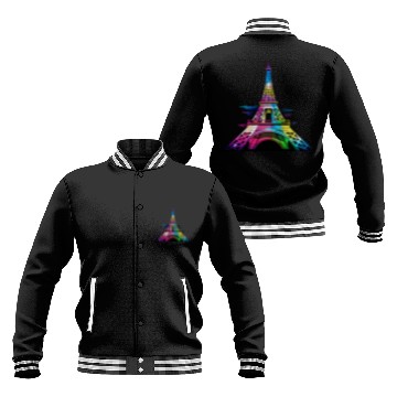Discover Street style graphic design of the Eiffel Tower Baseball Jackets