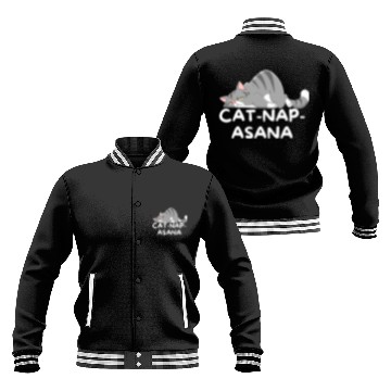 Discover Funny Cat-Nap-Asana sleeping yoga Baseball Jackets