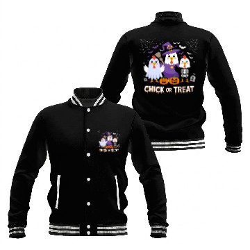 Discover Chick or Treat Halloween Fun with Ghost, Witch, Baseball Jackets