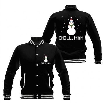 Discover CHILL, MAN FUNNY PIXELATED SNOWMAN CHRISTMAS Baseball Jackets