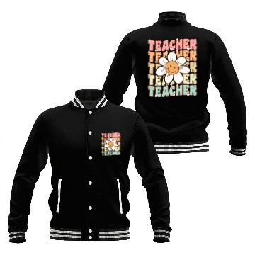 Discover Groovy Teacher Cute Daisy Flower Back to School Baseball Jackets