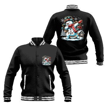 Discover Dabbing Snowman with Christmas Lights and Snowflak Baseball Jackets