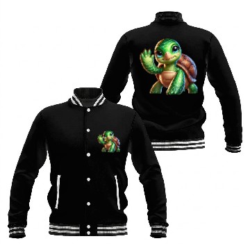 Discover Adorable Waving Turtle Baseball Jackets