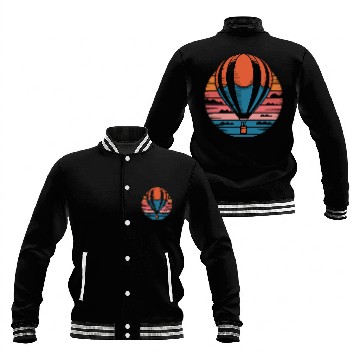 Discover Colorful Hot Air Balloon Over Sunset Clouds Baseball Jackets