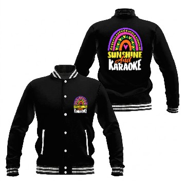 Discover Sun And Karaoke Rainbow Heart Baseball Jackets