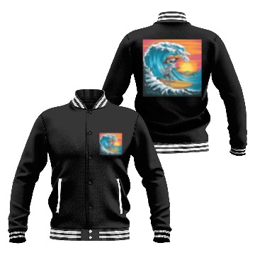 Discover Surfing Skeleton Vibes Surfing Lifestyle Retro Baseball Jackets