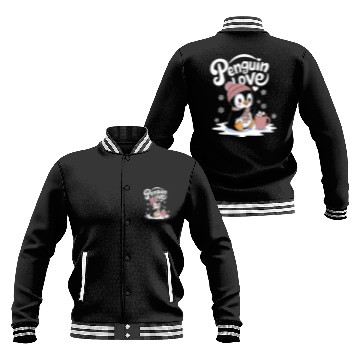 Discover Penguin Love Winter Wonderland Cozy Vibes Baseball Jackets