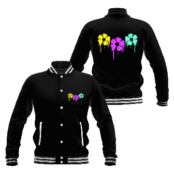Discover Flowers Colorful Graffiti Drop Spray Spring Summer Baseball Jackets