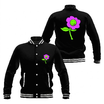 Discover Purple Flower Spring Summer Nature Funny Face Fun Baseball Jackets
