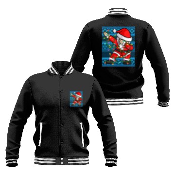 Discover Dabbing Santa Christmas Lights Baseball Jackets