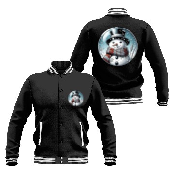 Discover Christmas Snowman with Scarf and Top Hat Baseball Jackets