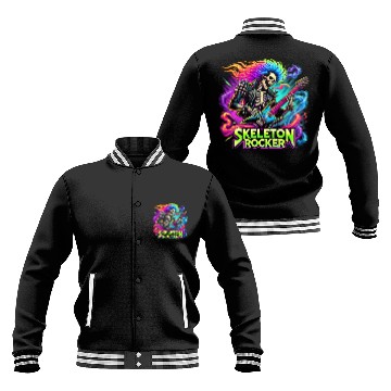 Discover Skeleton Guitar Player Bones Guitarist Musician Baseball Jackets