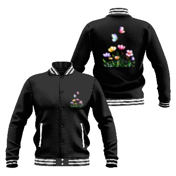 Discover Colorful Flowers and Butterflies Design Baseball Jackets