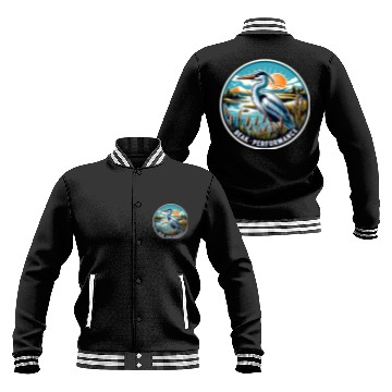 Discover Great Blue Heron Beak Performance Retro Baseball Jackets