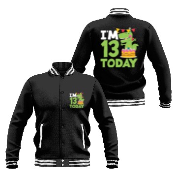 Discover I'm 13 Today Dinosaur 13th Birthday Fun Baseball Jackets