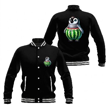 Discover Funny penguin with watermelon fruity whimsical Baseball Jackets